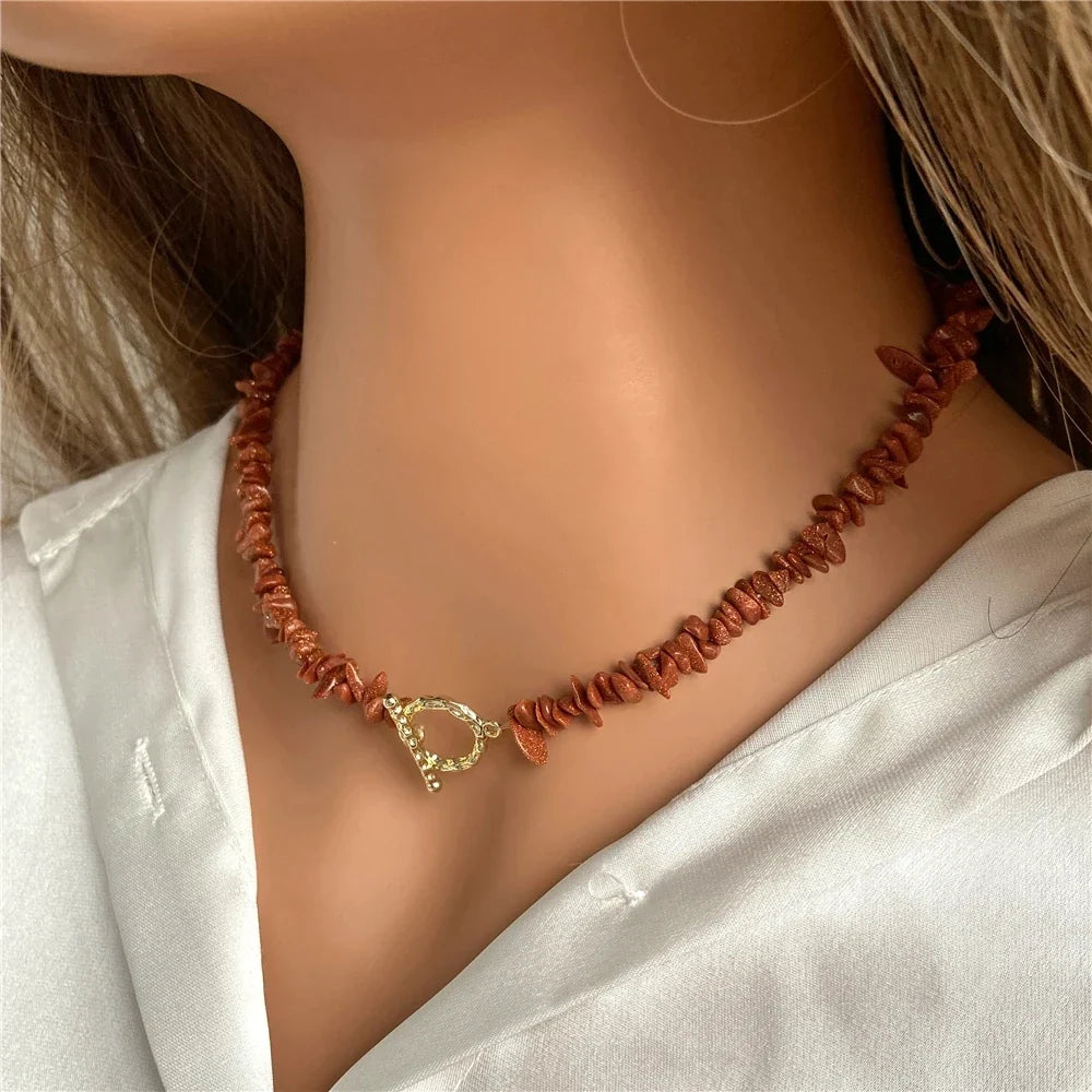 Natural Chip Stone Choker Necklace | Bohemia Crystal Bead Jewelry