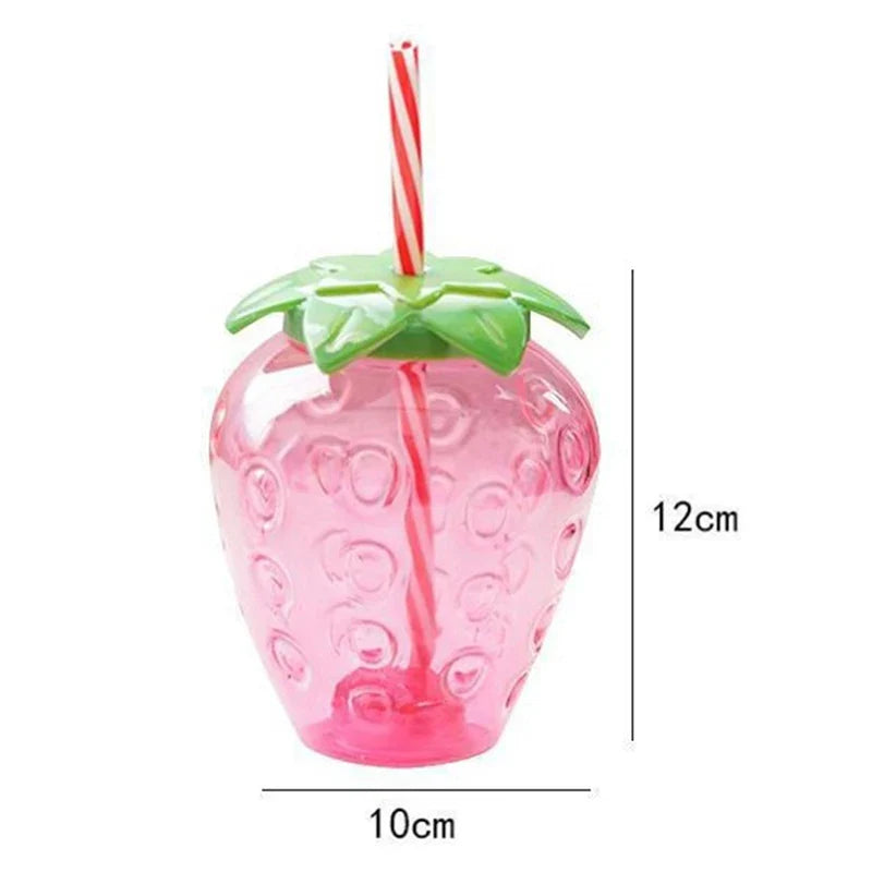 Strawberry Water Bottle 500ml | Cute Reusable Straw Cup for Home and Outdoor Use