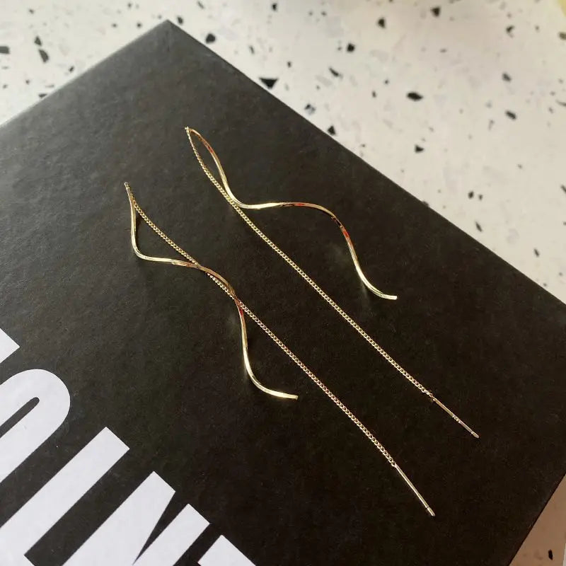 Spiral Drop Earrings for Women | Korean Fashion Wave Line Jewelry