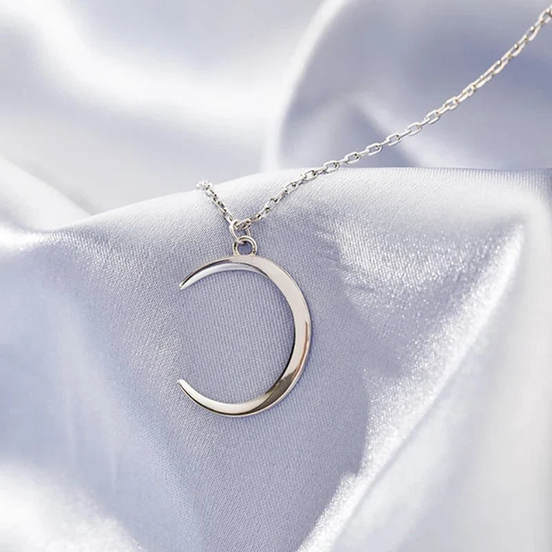 Moon Pendant Necklace | Minimalist Gold Silver Charm Jewelry for Women