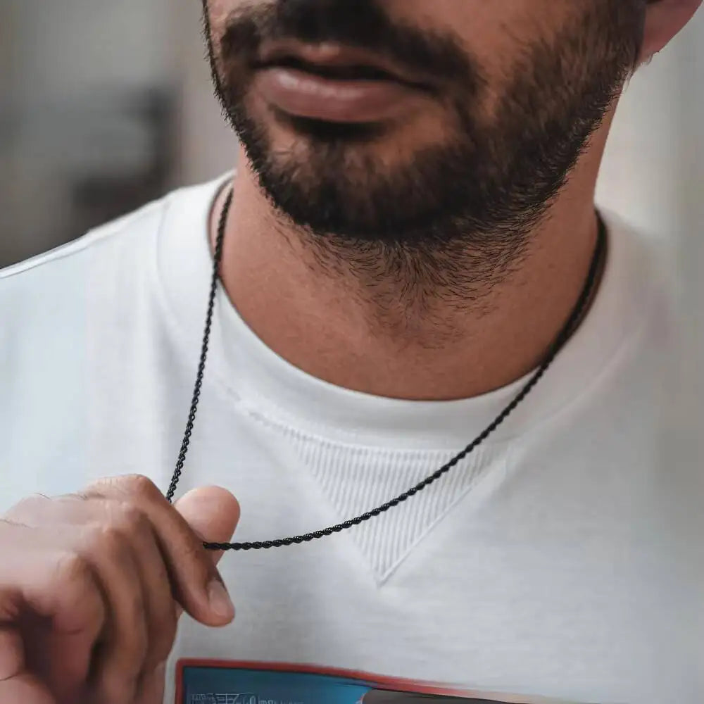 Vnox Twist Rope Chain Necklace for Men Women | Waterproof Stainless Steel Unisex Chain