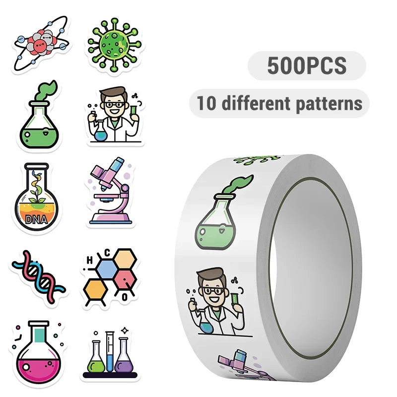 500PCS Science Lab Stickers | Waterproof Vinyl Decals for Chemistry Biology Experiments