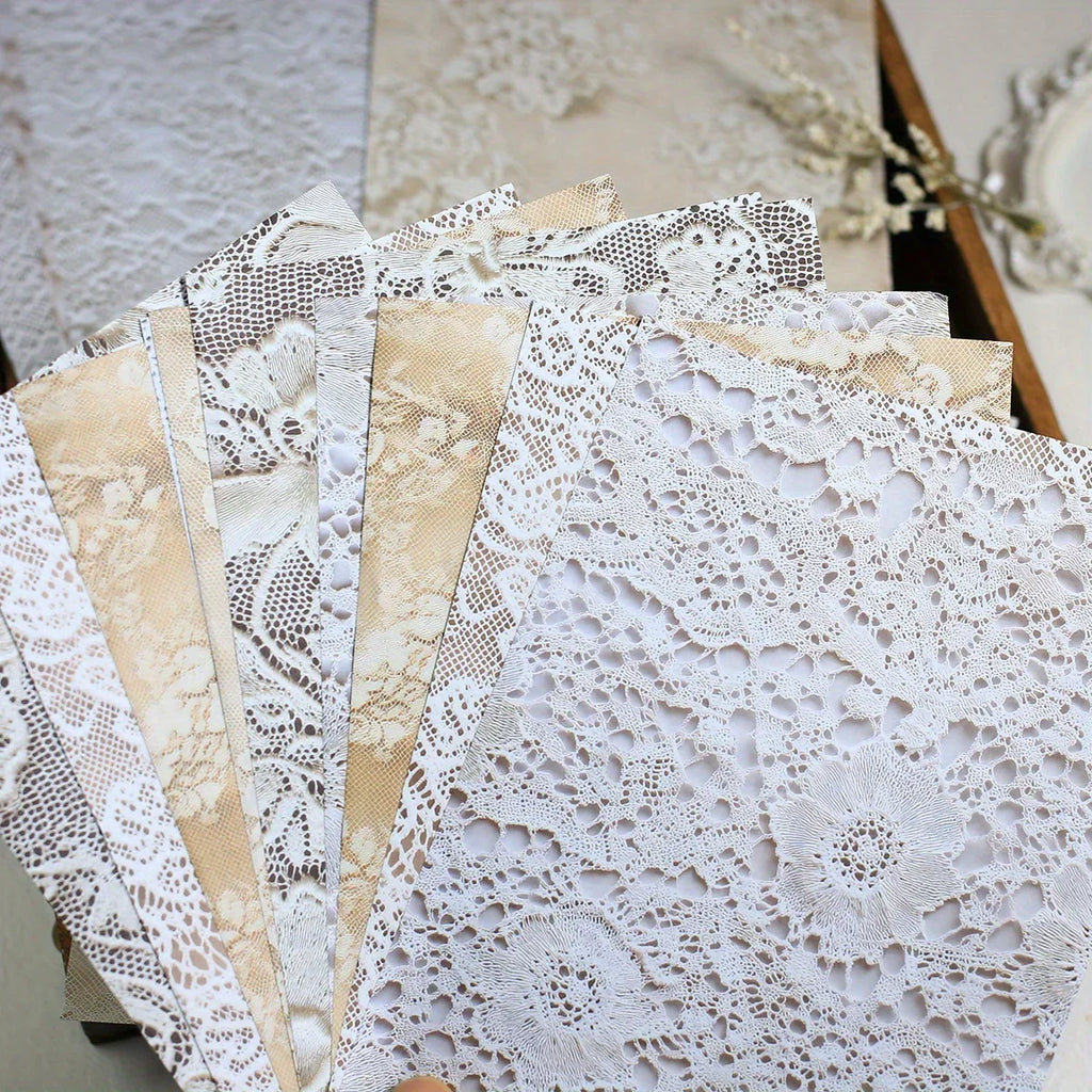 Vintage Lace Scrapbook Paper Set | 30 Sheets for Junk Journaling