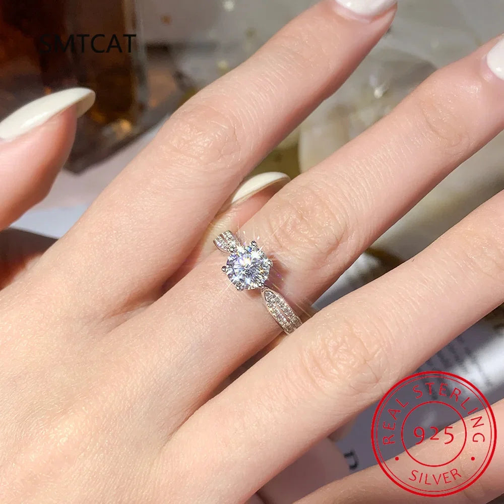 Real 3 Carat Moissanite Engagement Ring | Luxury Bridal Set Solitaire Wedding Promise Ring