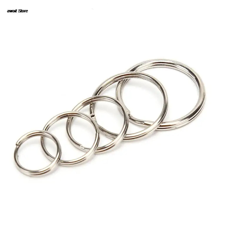 100 Polished Silver Split Key Rings | Stainless Steel Keychain Set for DIY and Organization
