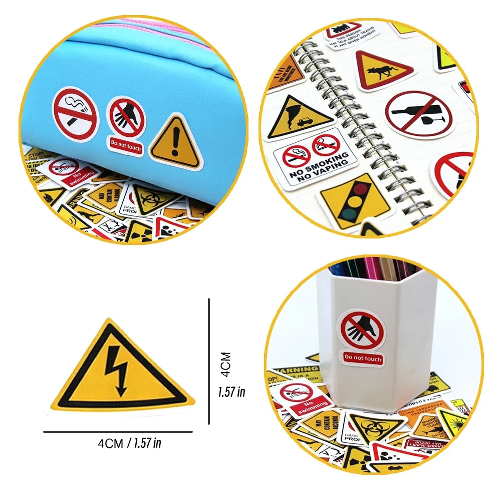 Warning Pattern Sticker Pack | DIY Decals for Skateboards, Laptops, Luggage & More