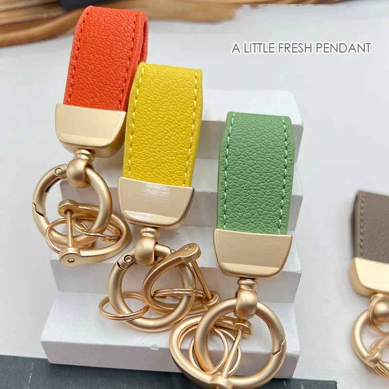 Luxury Suede Leather Flip Fur Keychain | Car Key Accessory