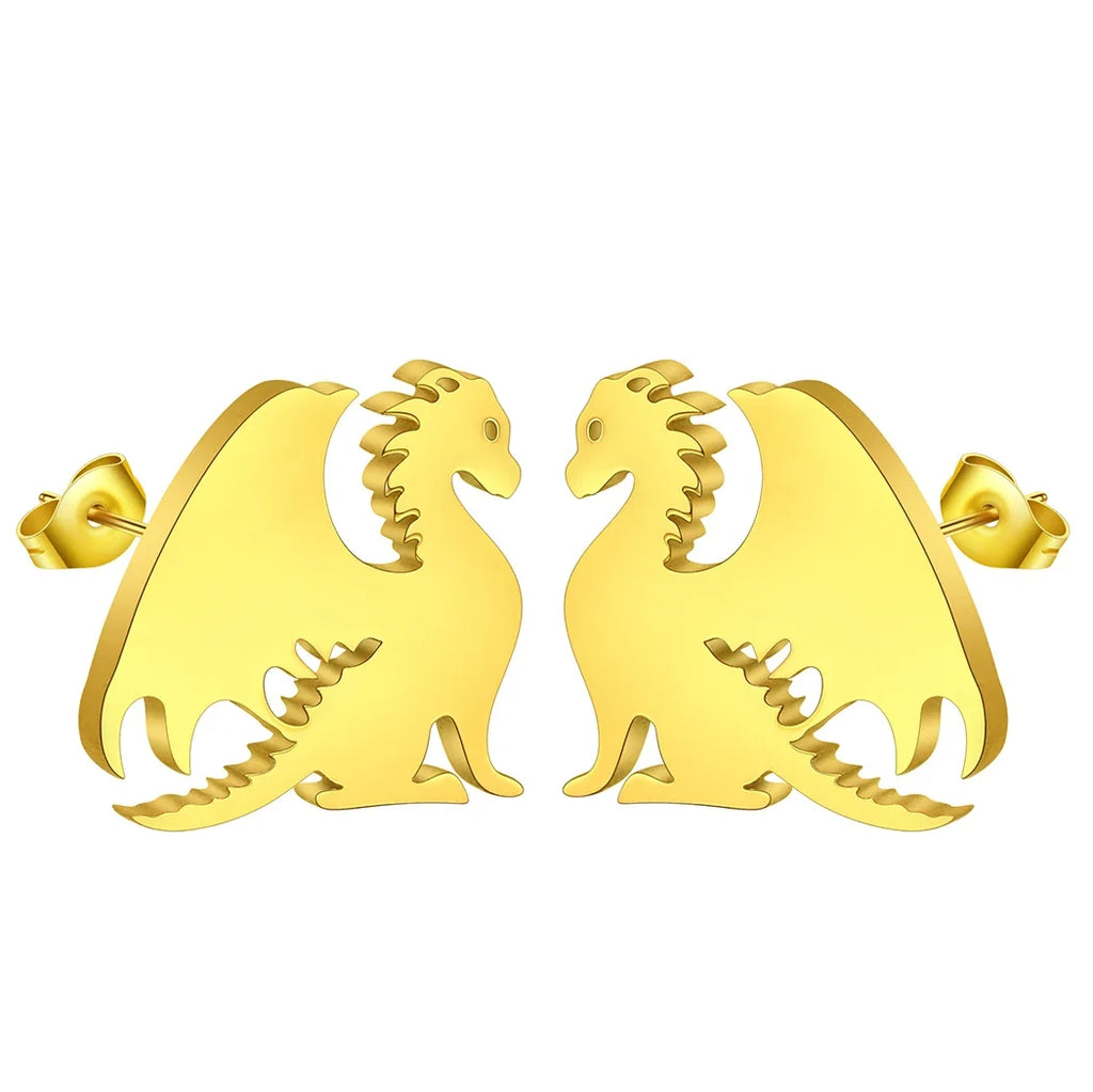 Punk Black Western Dragon Ear Stud | Stainless Steel Stud Earrings