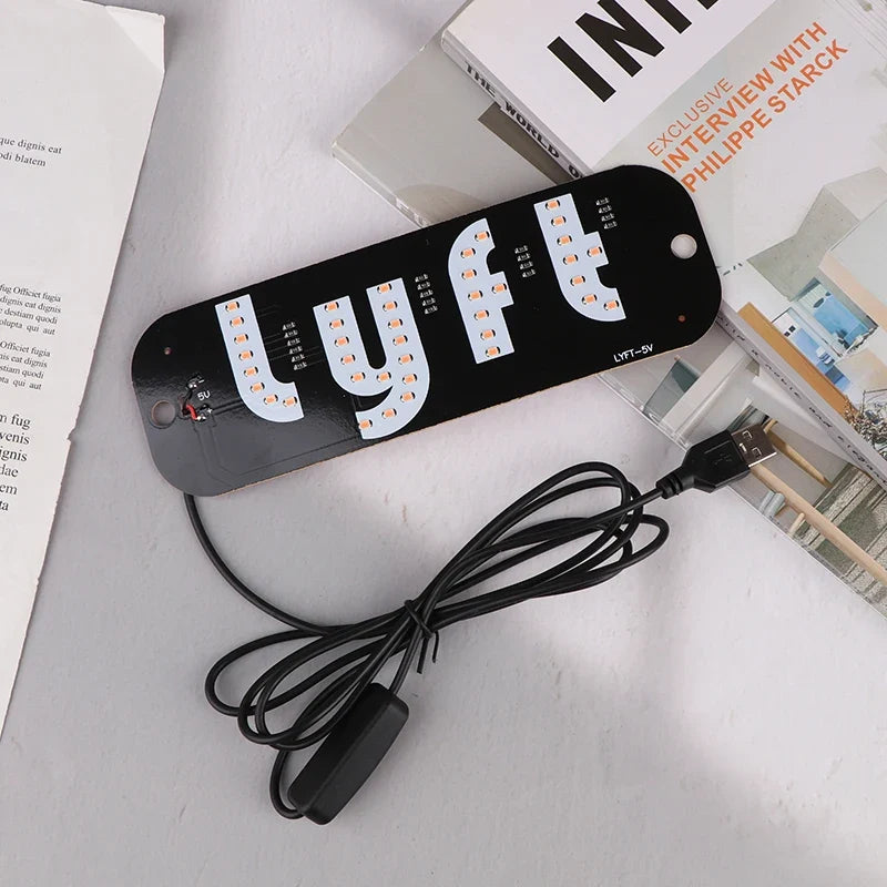 LED Taxi Signal Light for Lyft Logo | USB Cab Panel Indicator with Suction Cups