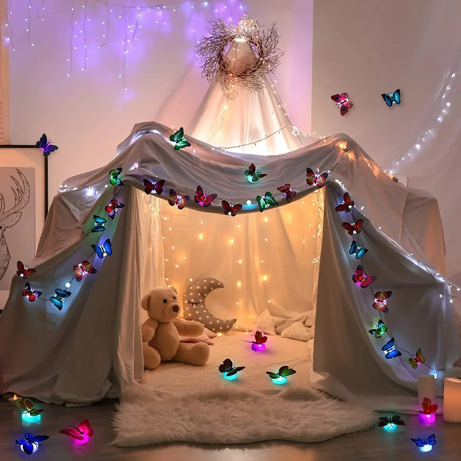 Colorful LED Butterfly Night Light | Novelty Home Decor with Battery Power