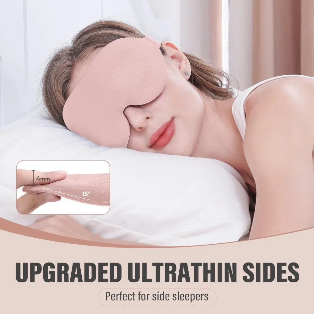 3D Contoured Sleep Mask | Memory Foam Blackout Eye Shade for Deep Rest