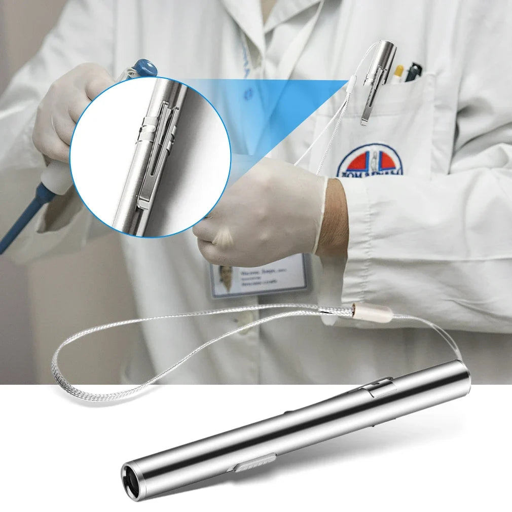 Mini Portable LED Pen Light | USB Rechargeable Medical Flashlight with Stainless Steel Clip
