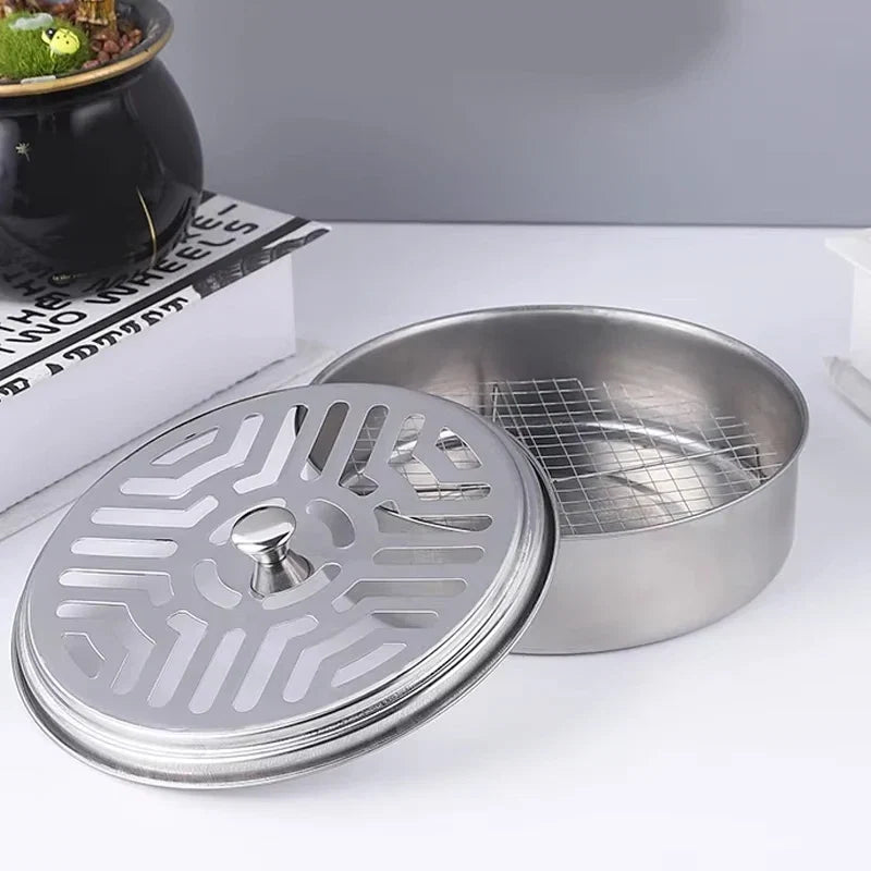 Mosquito Coil Holder with Cover | Portable Insect Repellent Rack for Home and Camping