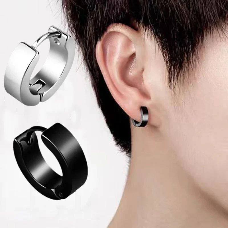 Stainless Steel Punk Ear Circle Earrings | Unisex Gothic Fashion Jewelry