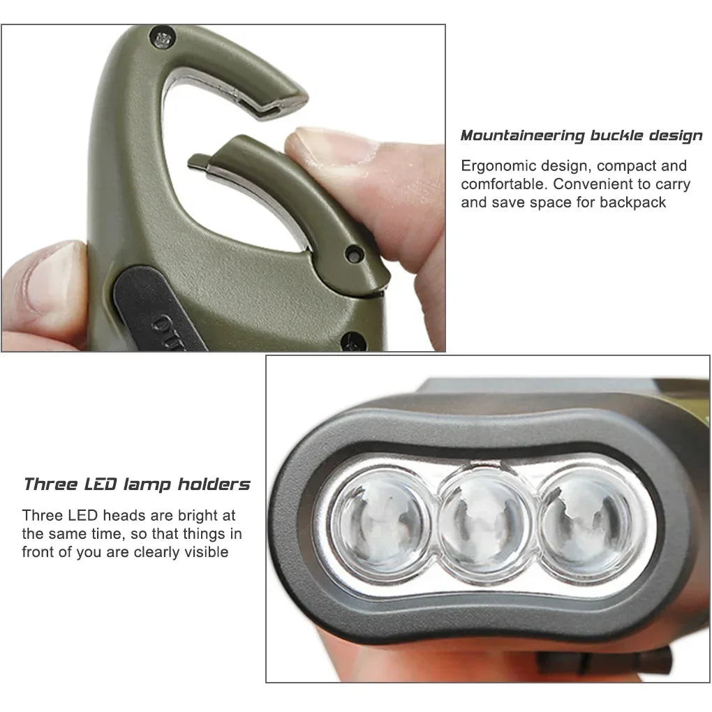 Solar Hand Crank Flashlight | Portable LED Emergency Lantern for Camping and Hiking