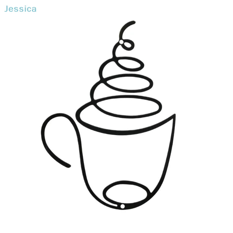 Metal Black Coffee Cup Wall Art Decor | Kitchen, Cafe & Coffee Bar Wall Hanging