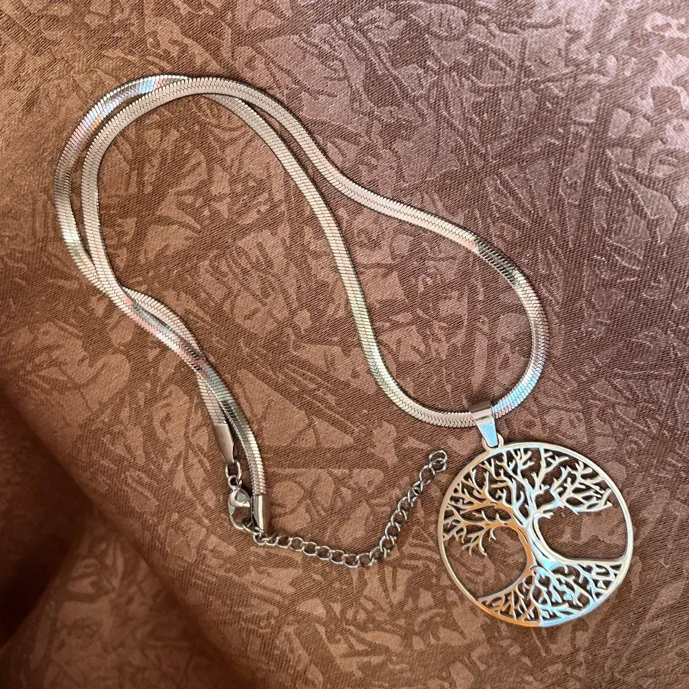 Tree of Life Pendant Necklace | Stainless Steel Family Tree Jewelry for Men and Women
