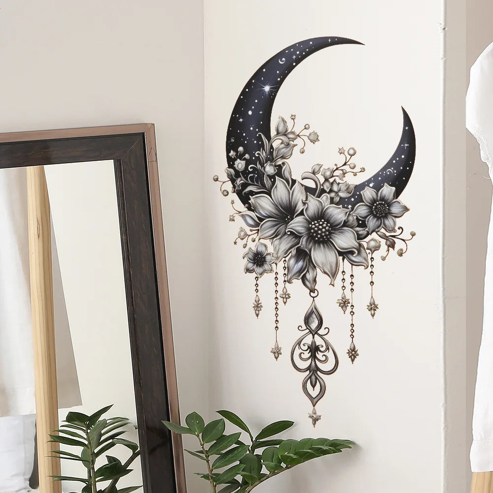 Moon Flower Vinyl Wall Sticker | Girl Room Decoration