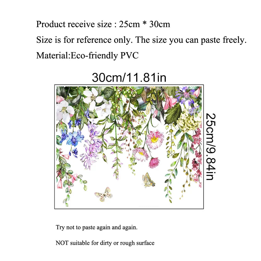 Plants Flowers Butterflies Wall Sticker | Toilet Decor Decals for Home Decoration