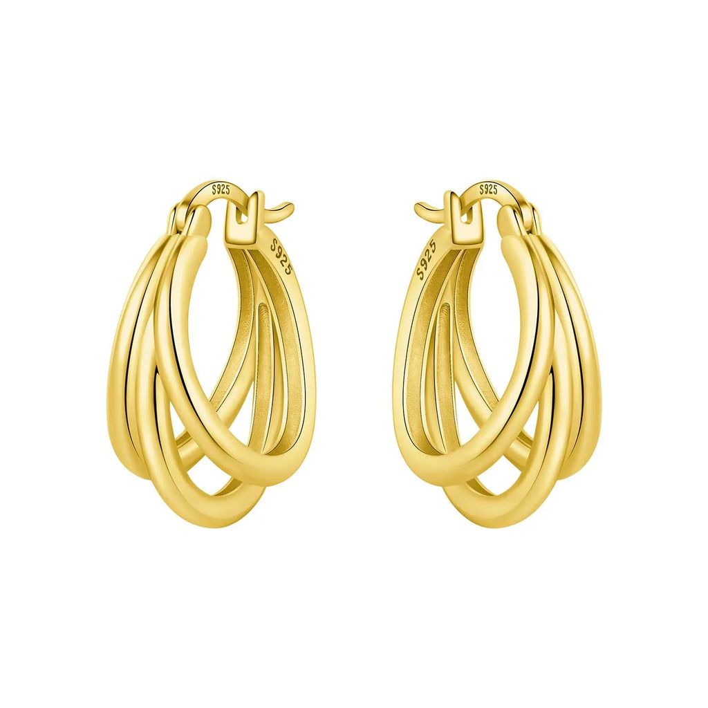 925 Sterling Silver Multi-Layer Hoop Earrings | Trendy Fine Jewelry Gift for Women