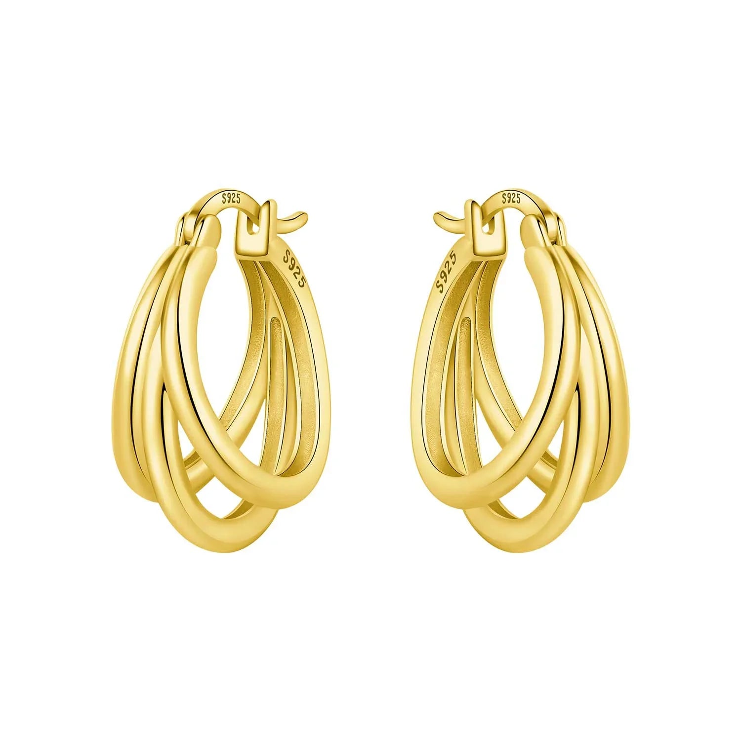 925 Sterling Silver Multi-Layer Hoop Earrings | Trendy Fine Jewelry Gift for Women