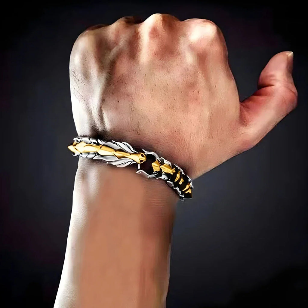 Men's Viking Dragon Bangle Bracelet | Vintage Punk Hiphop Chain Jewelry