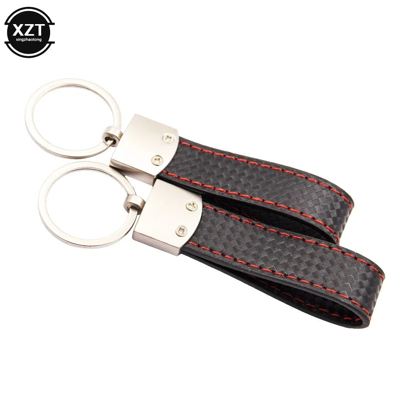 Fashion Black-Red Leather Car Keychain Key Ring | 3-Color Sports Keychain Pendant for Enthusiasts