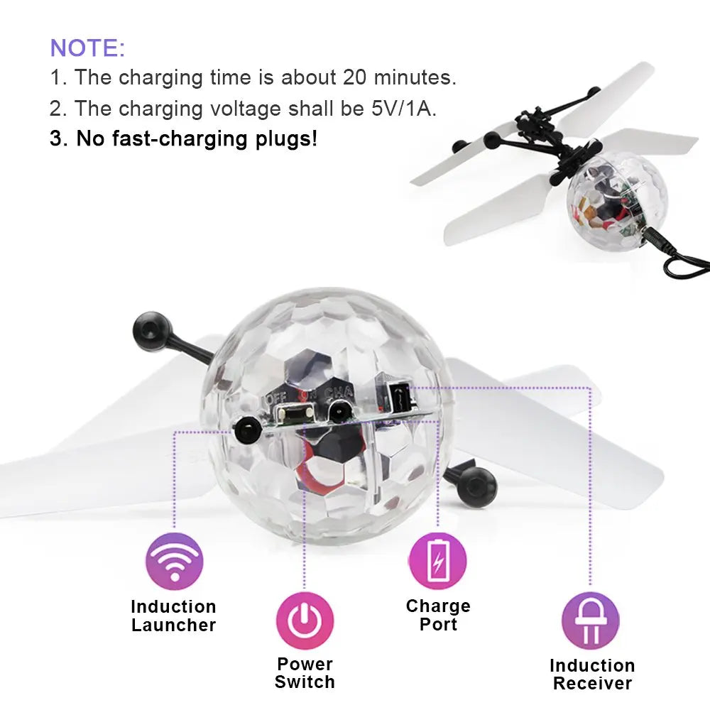 Gesture-controlled Luminous Crystal Ball Pendant | Interactive Light Toy for Kids