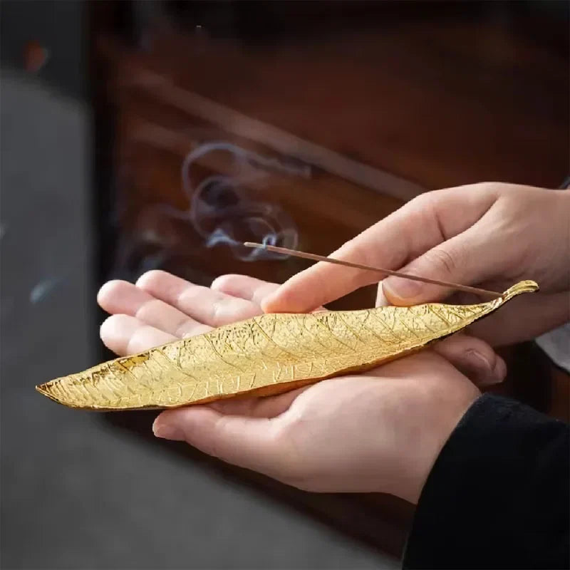 Incense Holder Ash Catcher | Long Leaf Design for Meditation and Home Decor