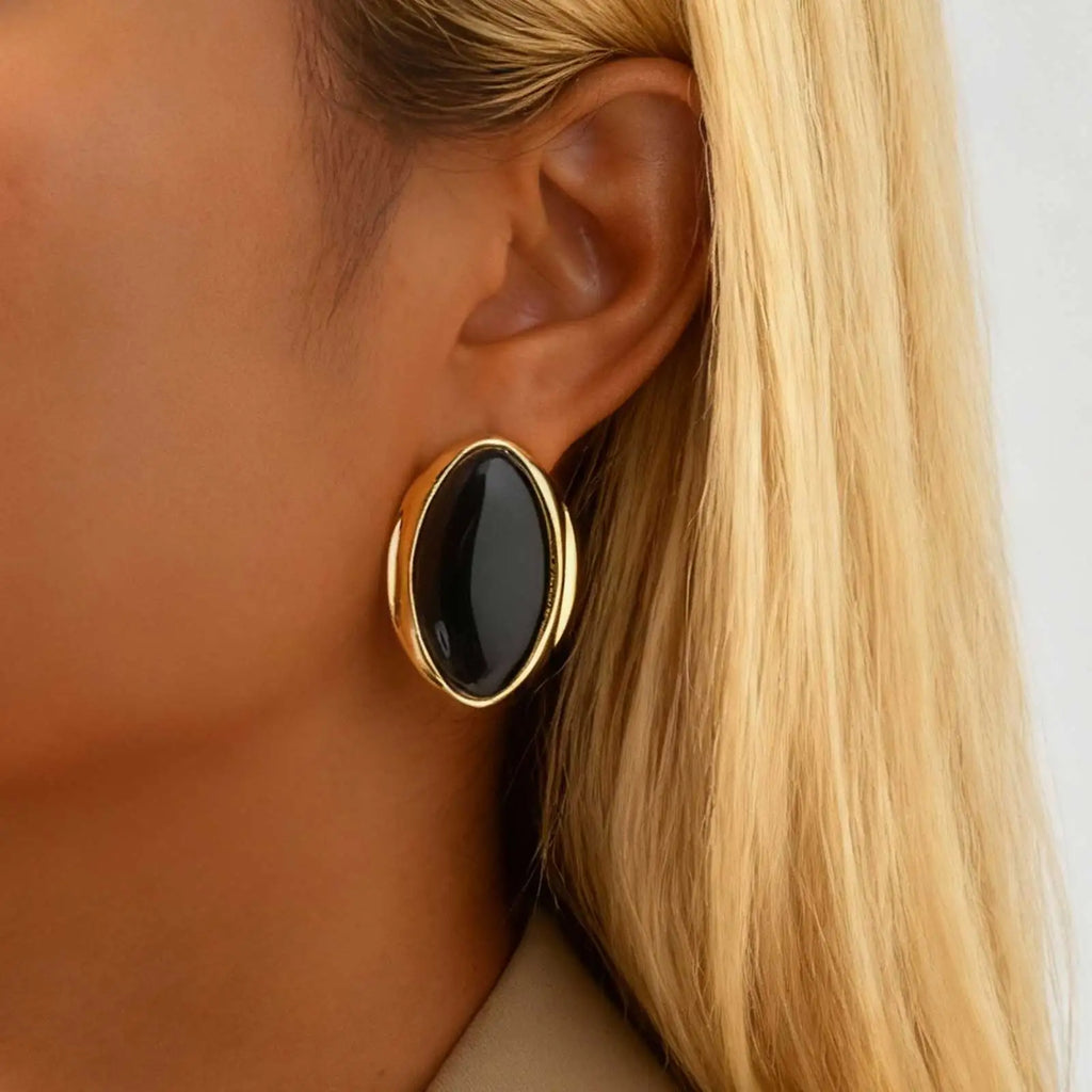 Exaggerated Retro Geometric Ellipse Stud Earrings | Personality Oval Dangle Jewelry for Women
