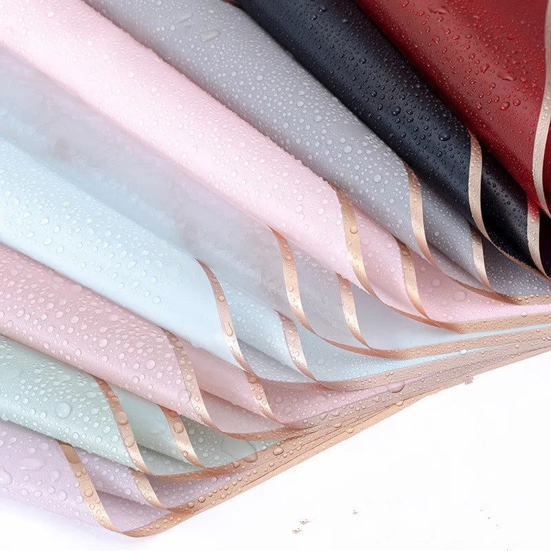 5pcs Flower Wrapping Paper with Golden Border | Korean Style Half Transparent Gift Packing for Florist Bouquet