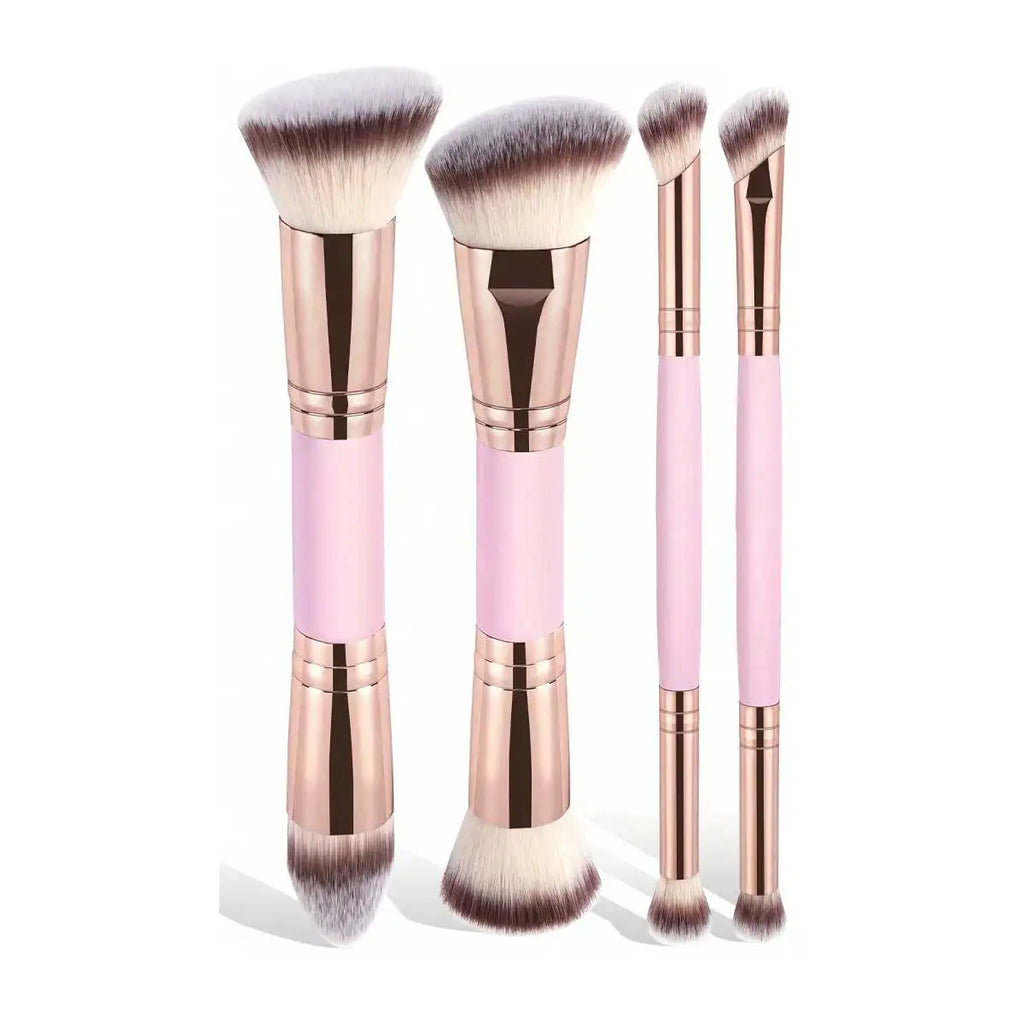 4pcs Basic Makeup Brushes Set with Box | Dual-ended Travel Kit for Beginners