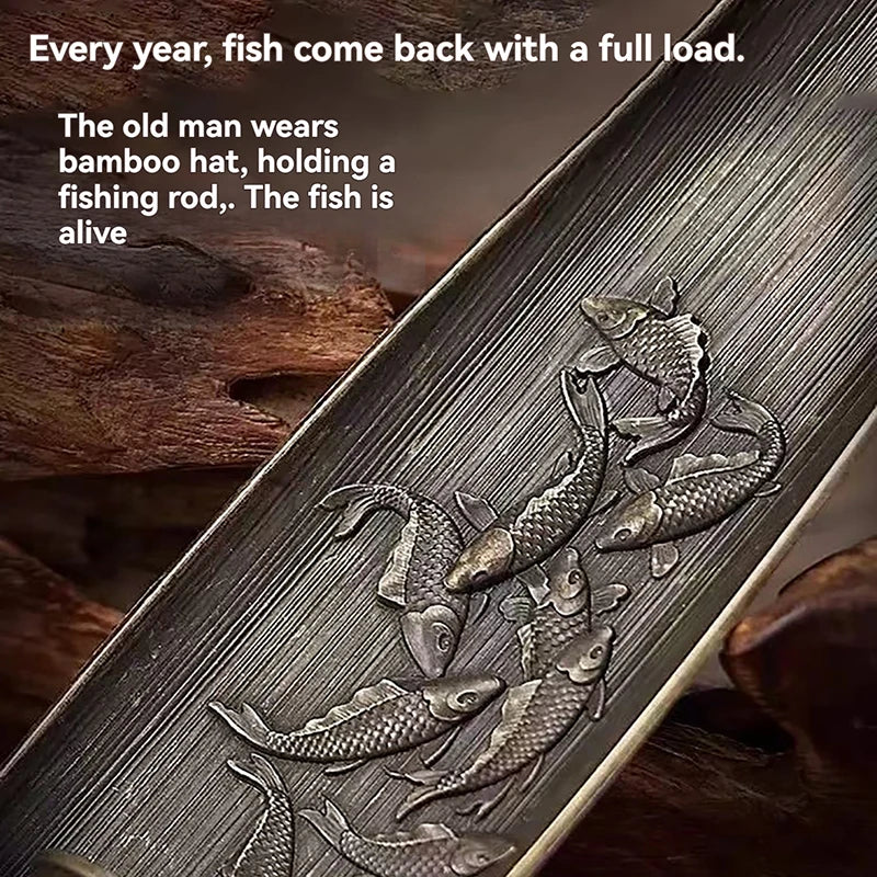 Fishing Old Man Boat Incense Burner | Metal Sandalwood Incense Holder for Home