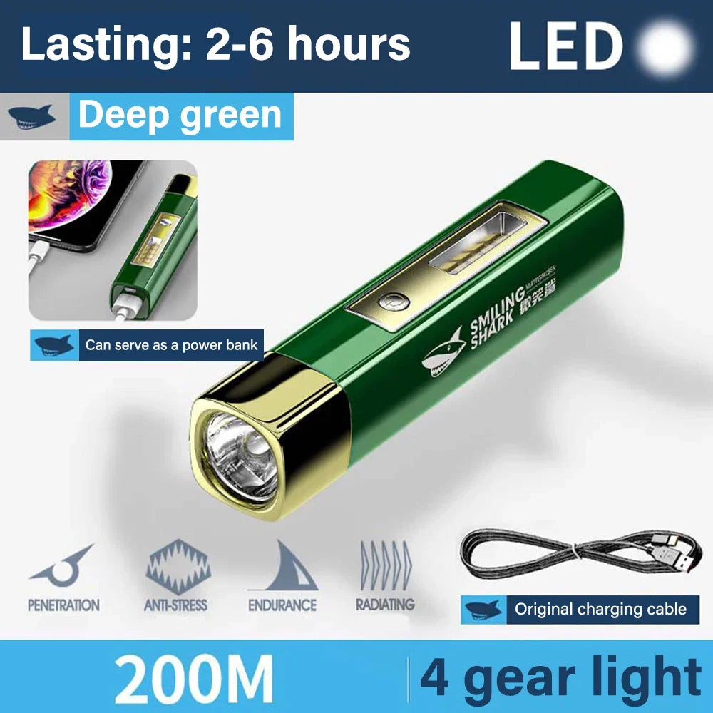 USB Rechargeable Mini LED Flashlight | 2 in 1 Power Bank for Outdoor Use