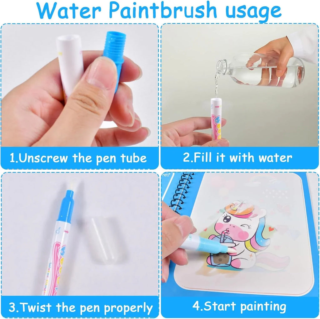Magic Water Drawing Book | Reusable Coloring Pad with Pen for Kids Gift