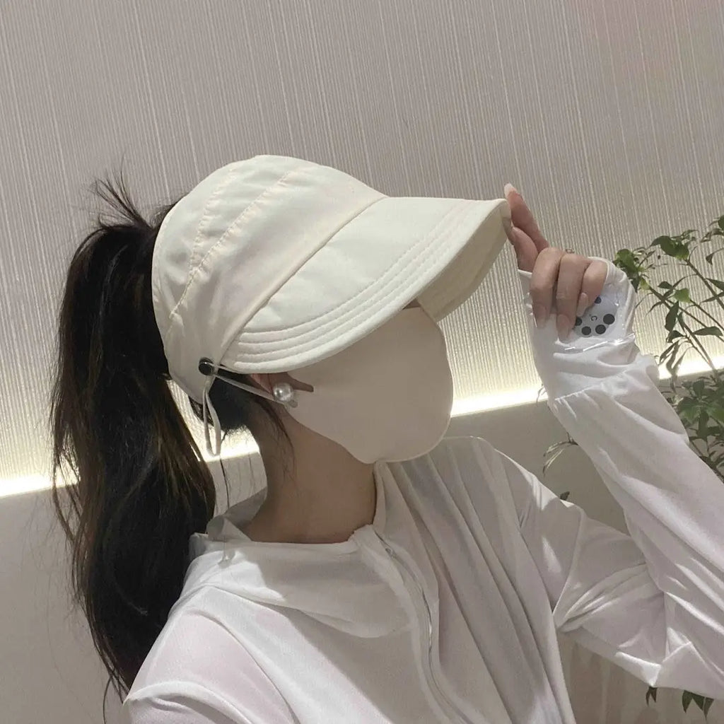 Foldable Women's Sun Hat with Wide Brim and Breathable Top | Ponytail-Friendly Design