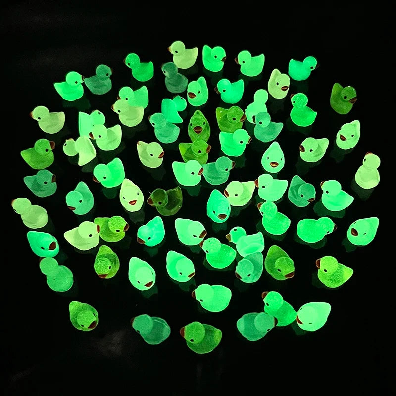 30 Pcs Glow in the Dark Miniature Duck Figurines | Luminous Resin Fairy Garden Decor
