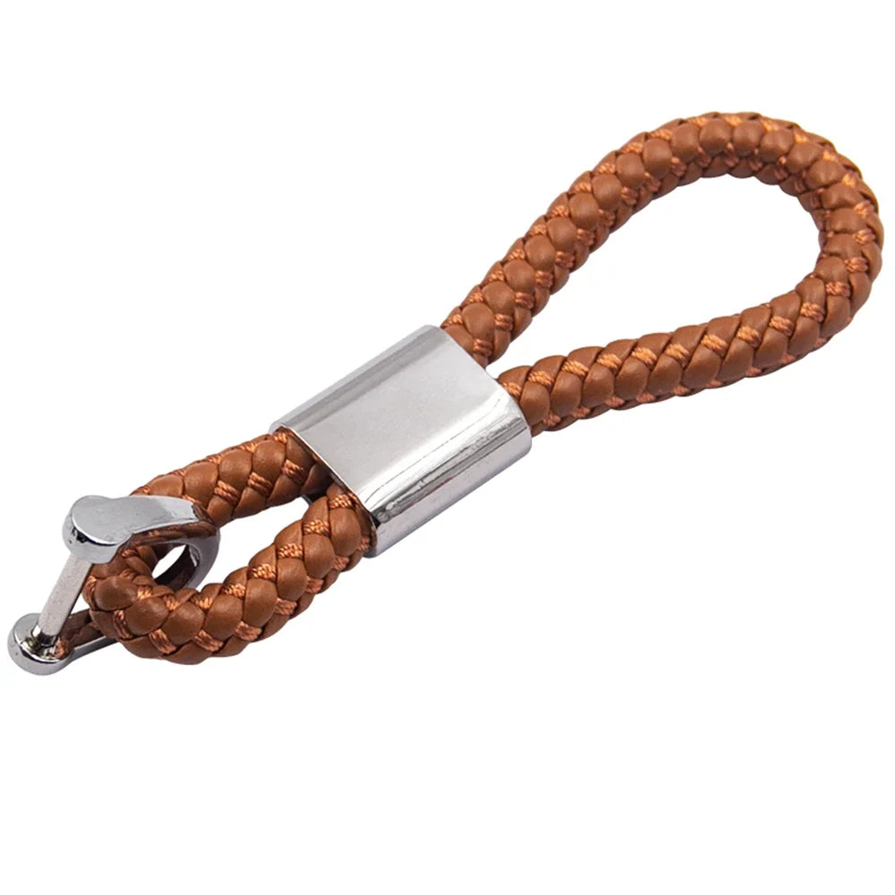 Handwoven Leather Car Keychain | Retro Horseshoe Buckle Key Ring