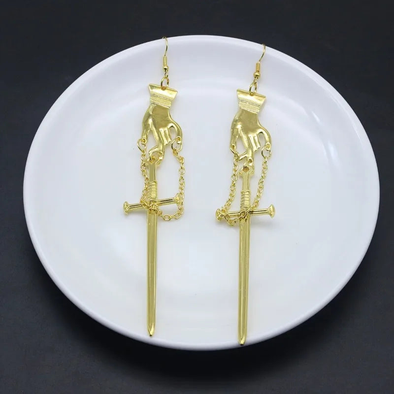 Sword Earrings for Women | Gothic Punk Drop Earrings