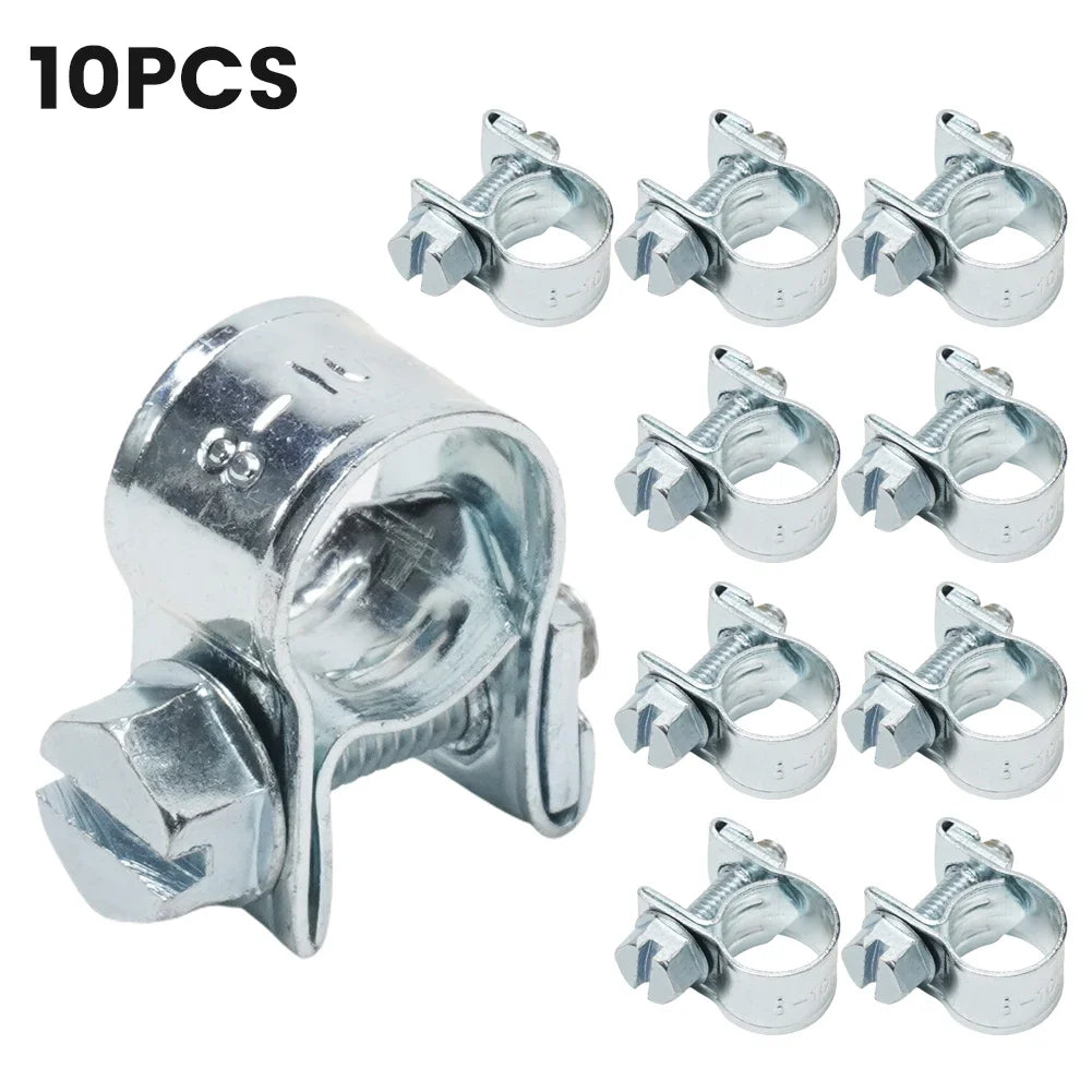 10pcs Stainless Steel Hose Clamp Set | Multipurpose Fuel Line and Water Pipe Clips