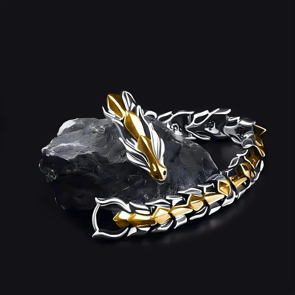 Men's Viking Dragon Bangle Bracelet | Vintage Punk Hiphop Chain Jewelry