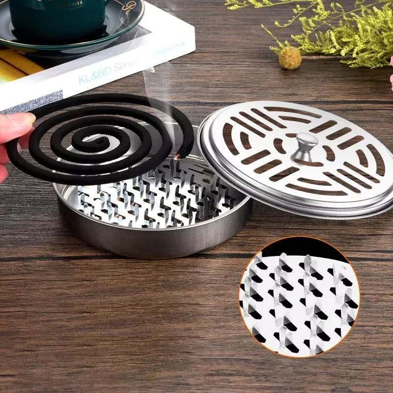 Mosquito Coil Holder with Cover | Portable Insect Repellent Rack for Home and Camping