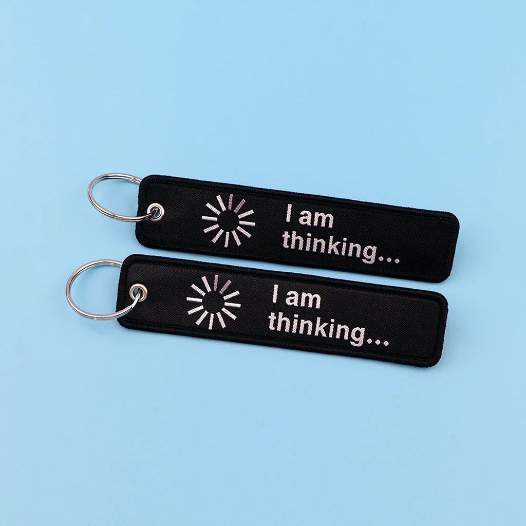 Embroidery Key Fob Keychain | Black Tag for Cars Motorcycles