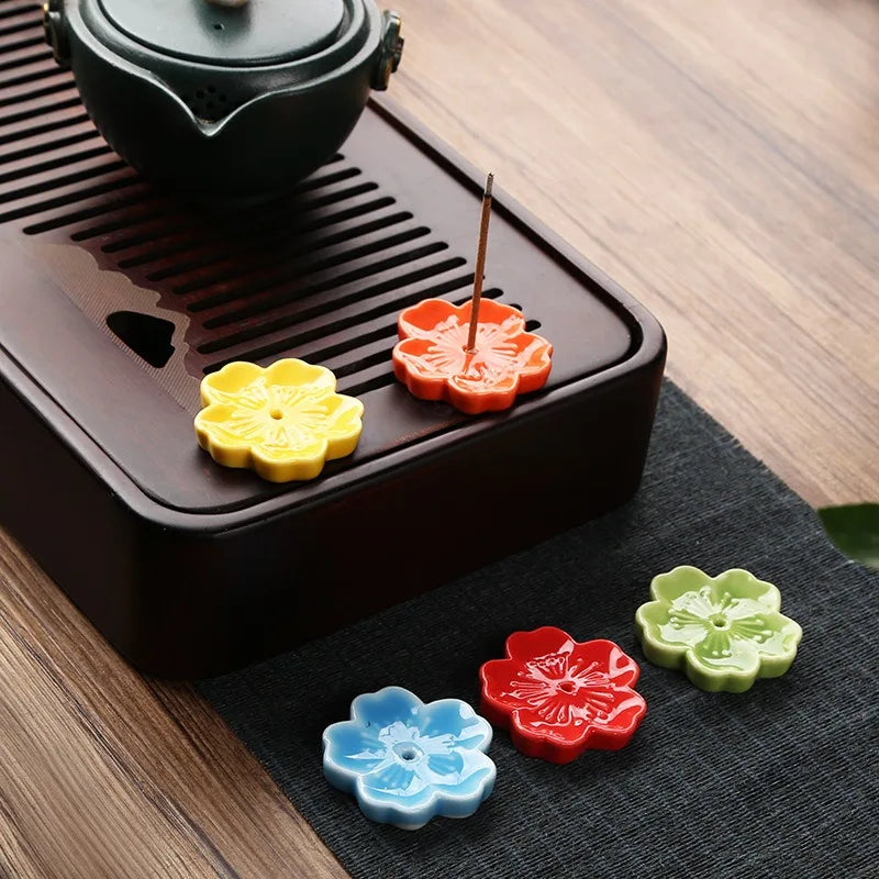 Ceramic Cherry Blossom Incense Holder | Aromatherapy Burner for Home & Office
