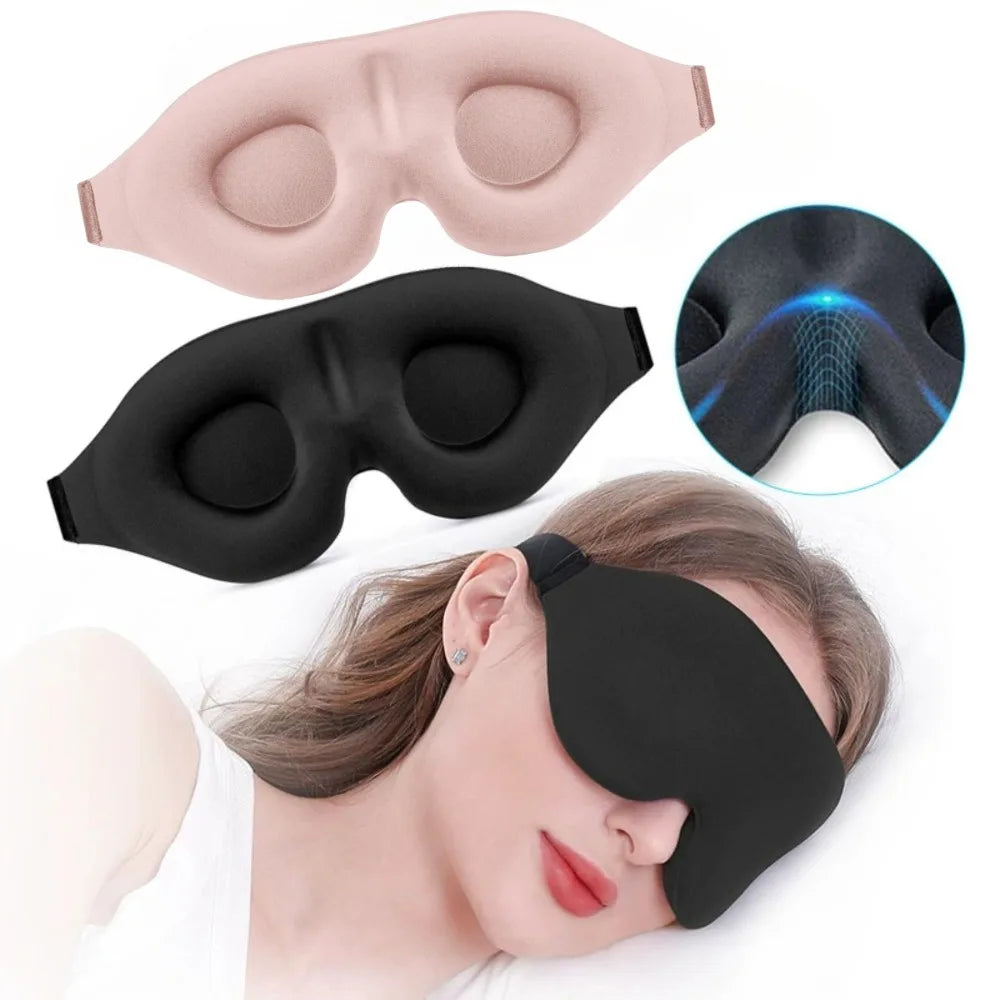 3D Contoured Sleep Mask | Memory Foam Blackout Eye Shade for Deep Rest