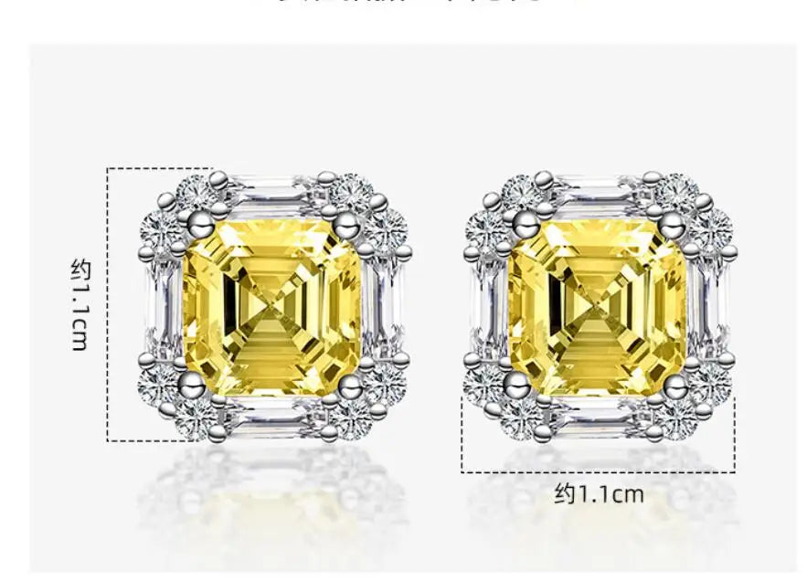 100% 925 Sterling Silver Citrine Stud Earrings | Fine Gemstone Jewelry