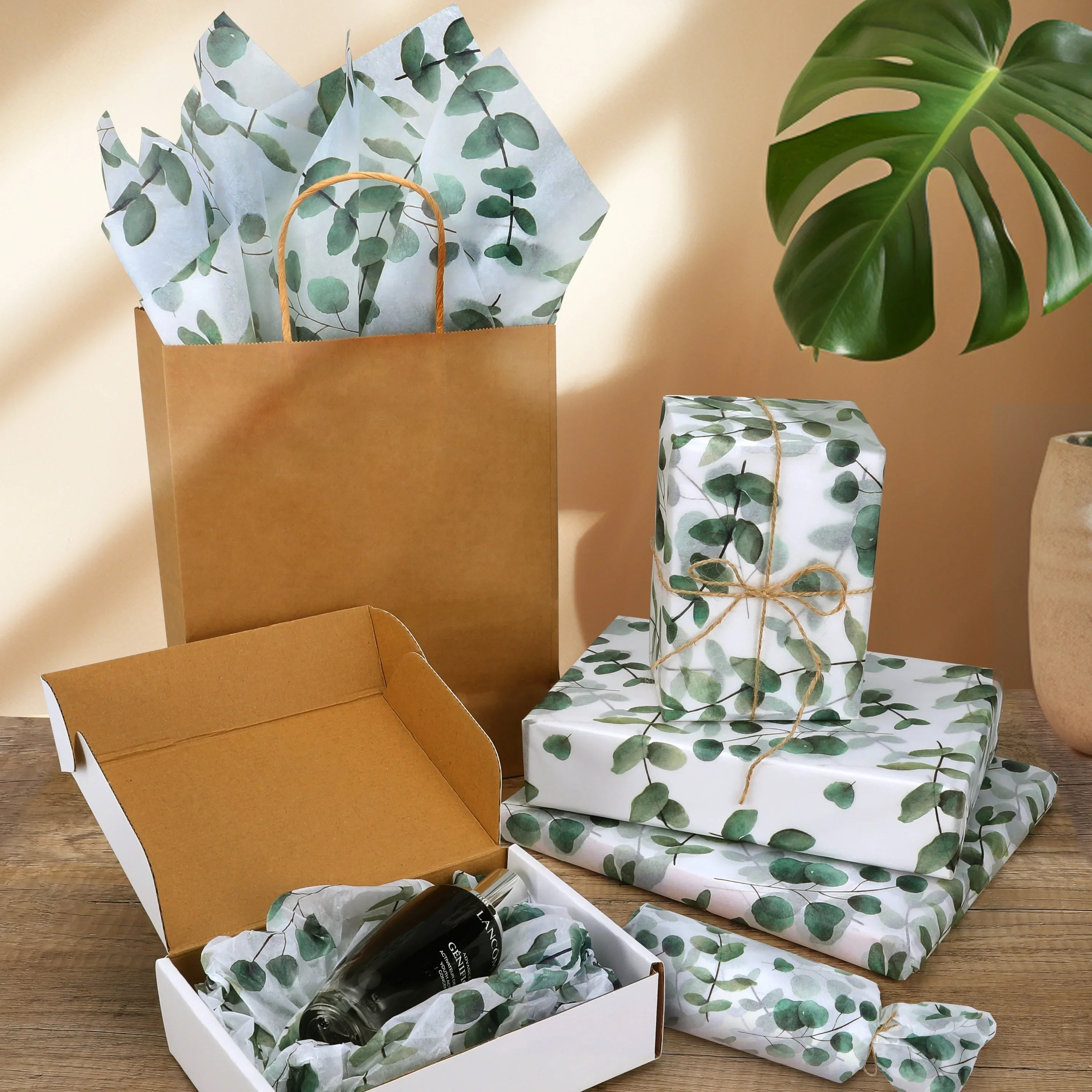 Eucalyptus & Snow Pear Tissue Paper | Green Leaf Design for Gift Wrapping