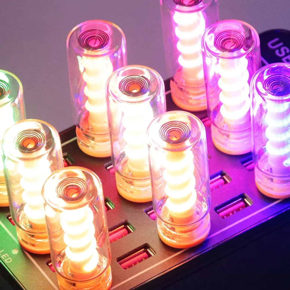 5V USB LED Spiral Filament Touch Dimming Bulb | Retro Night Light Atmosphere Lamp
