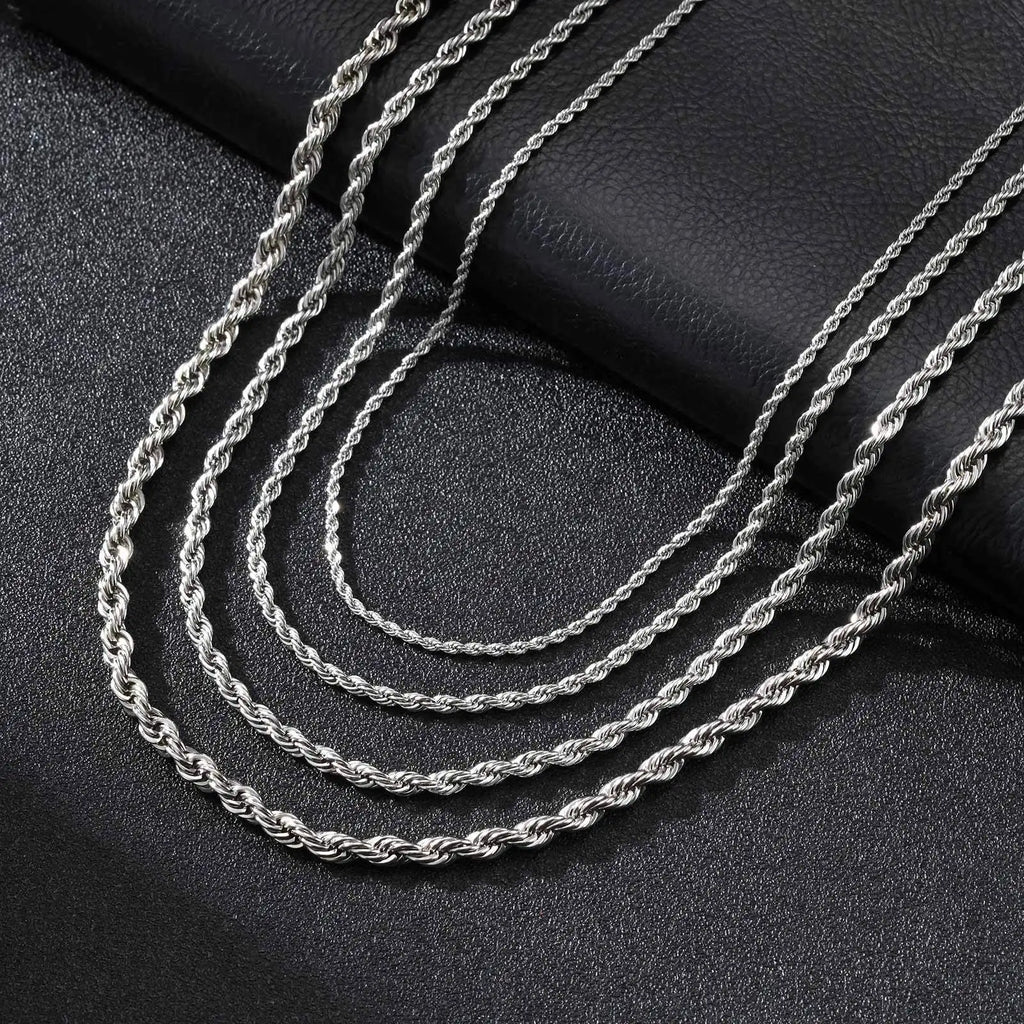 Vnox Twist Rope Chain Necklace for Men Women | Waterproof Stainless Steel Unisex Chain