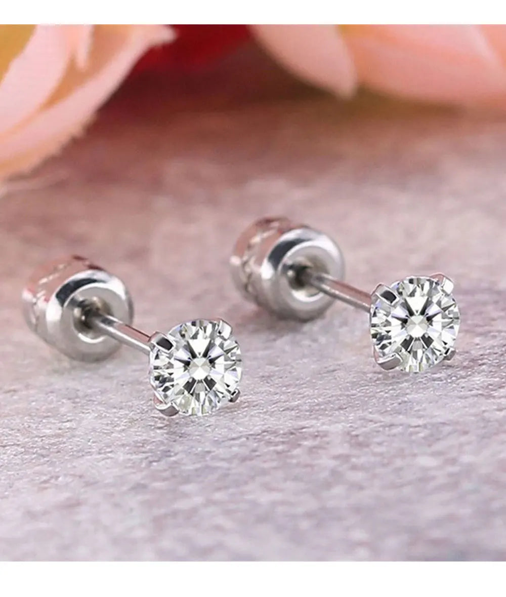 Medical Stainless Steel Crystal Stud Earrings | 2-Piece Tragus Cartilage Earrings for Men and Women